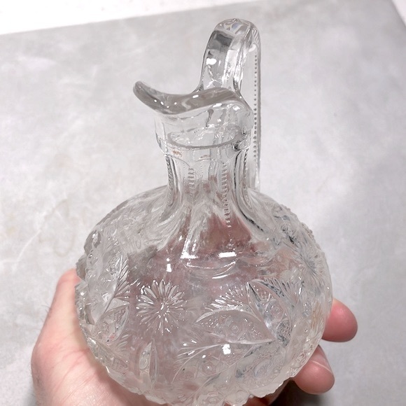 Antique Handblown Cruet Aztec Daisy Spinner Pattern Made by McKee Circa 1890 EUC - Picture 5 of 11